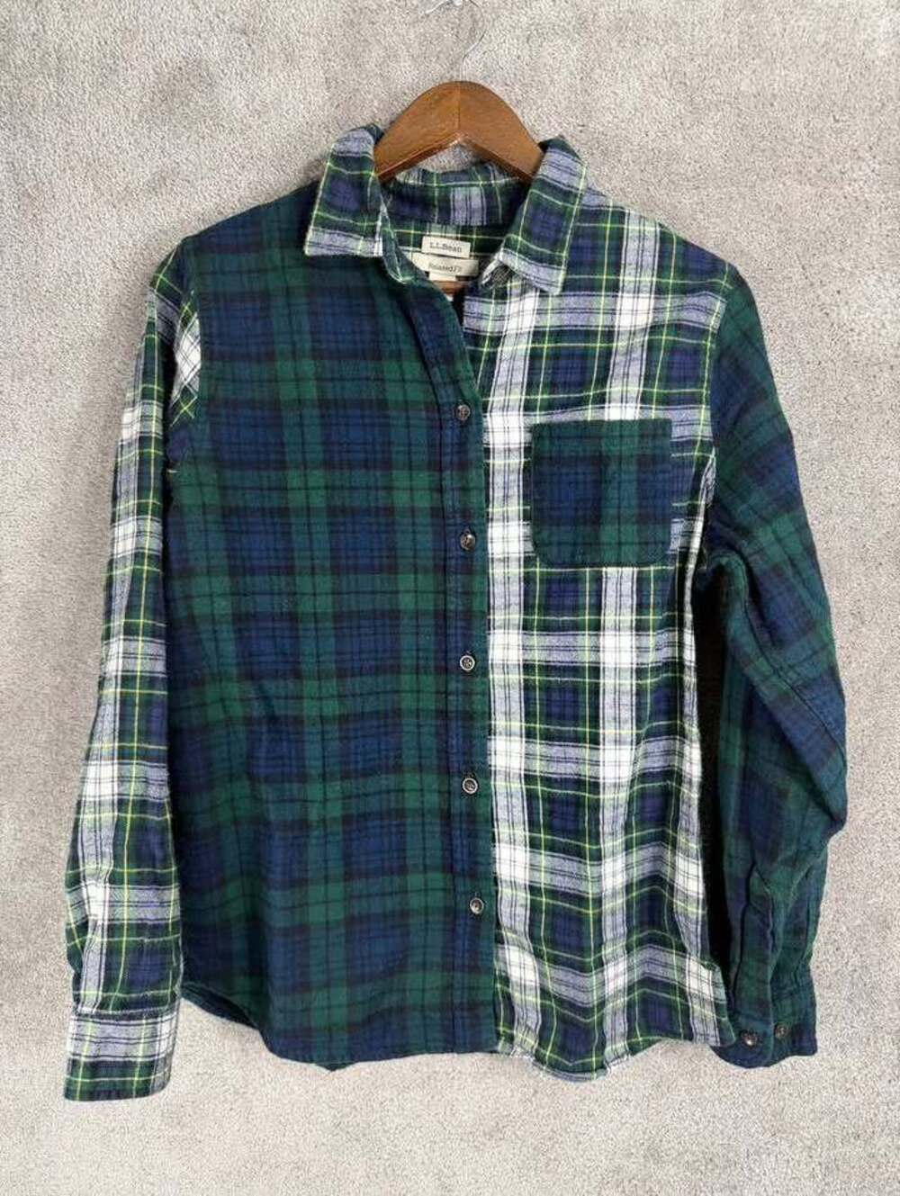 L.L.Bean Relaxed Fit Flannel Colorblock Plaid Shirt Men’s Medium